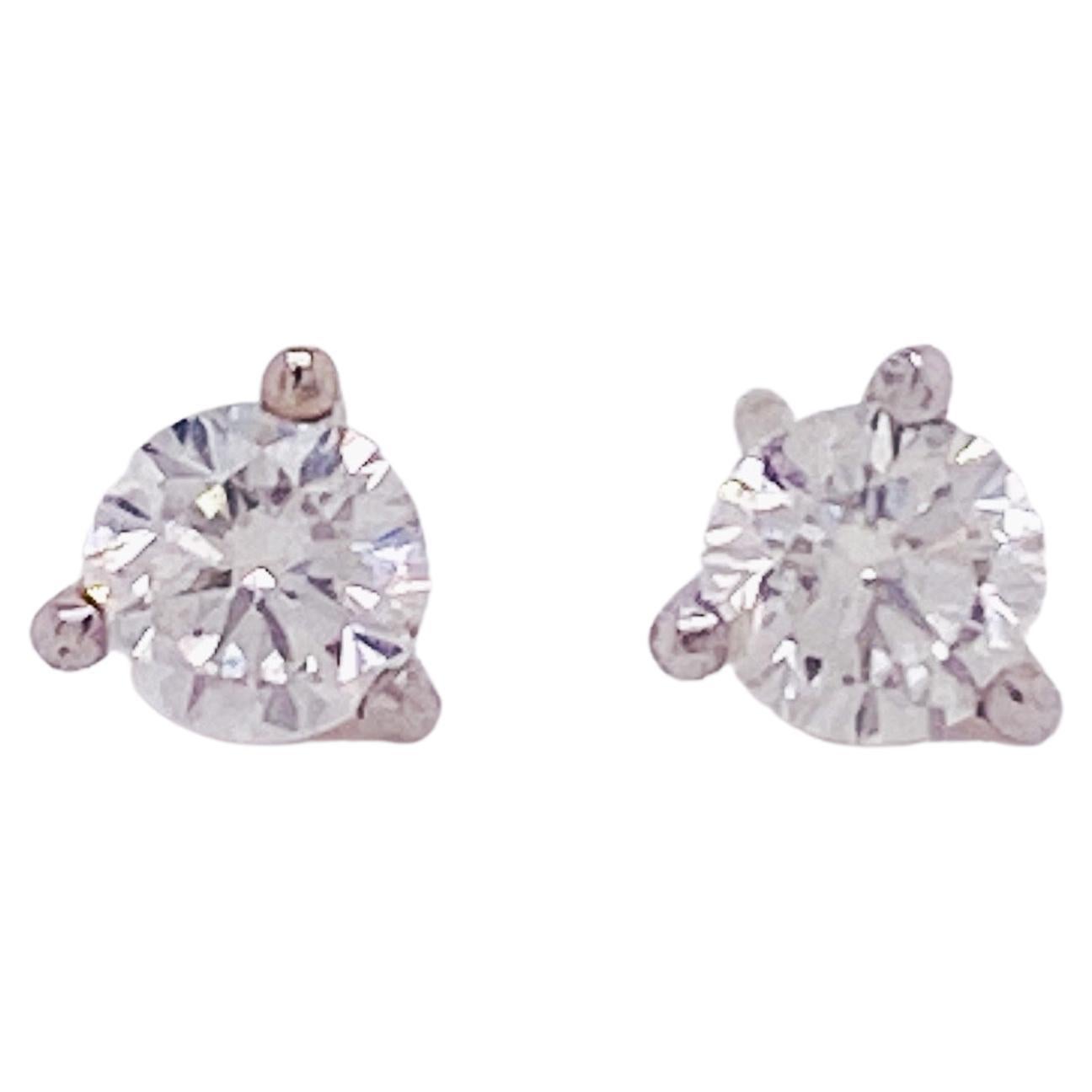 Diamond Martini Stud Earrings 1/2 Carat in 14K Gold, .50 Accent Stack LV