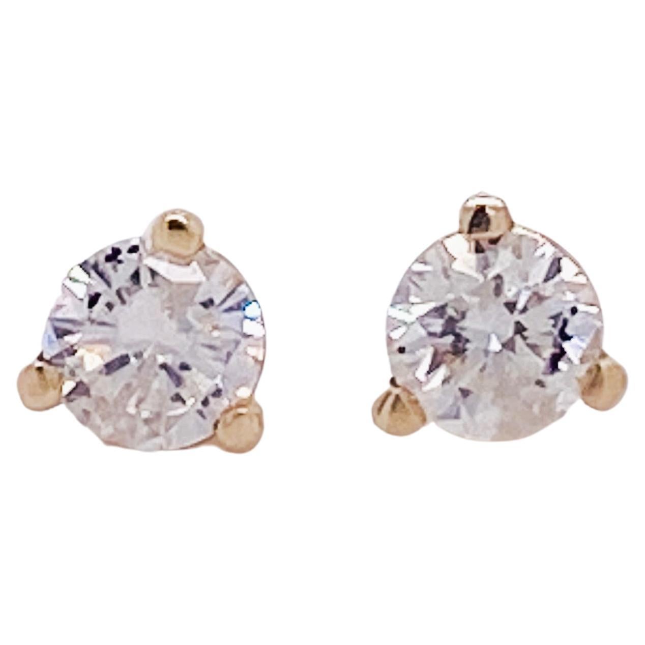 Diamond Martini Stud Earrings 1/4 CT TW in 14K Yellow Gold, .25 Accent Stack Lv For Sale