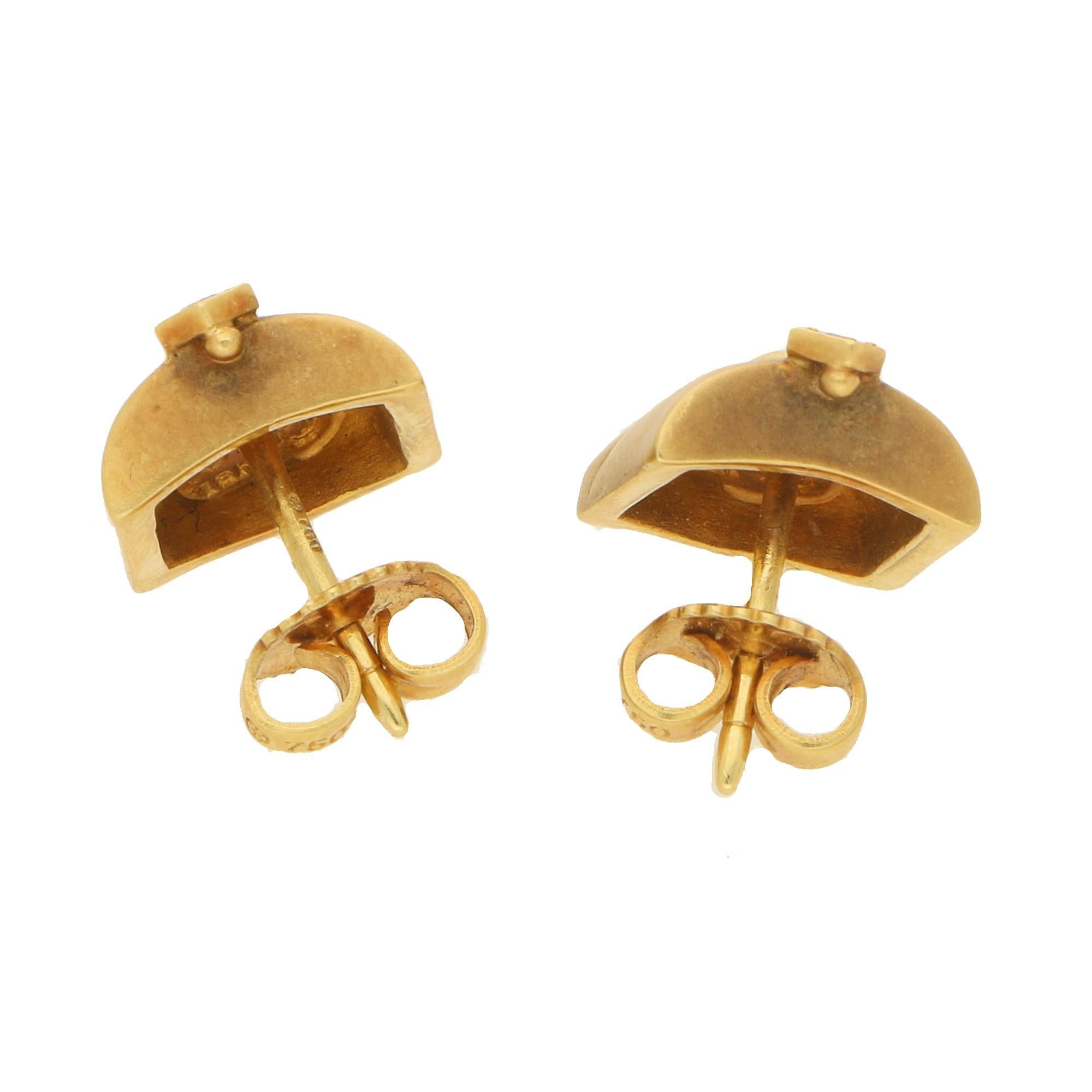 Modern Diamond Masque Stud Earrings in 18 Carat Gold For Sale