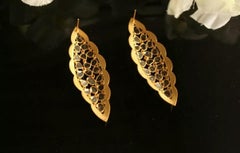 Diamond Matte Earring 14k Solid Gold Polki Handmade Earrings