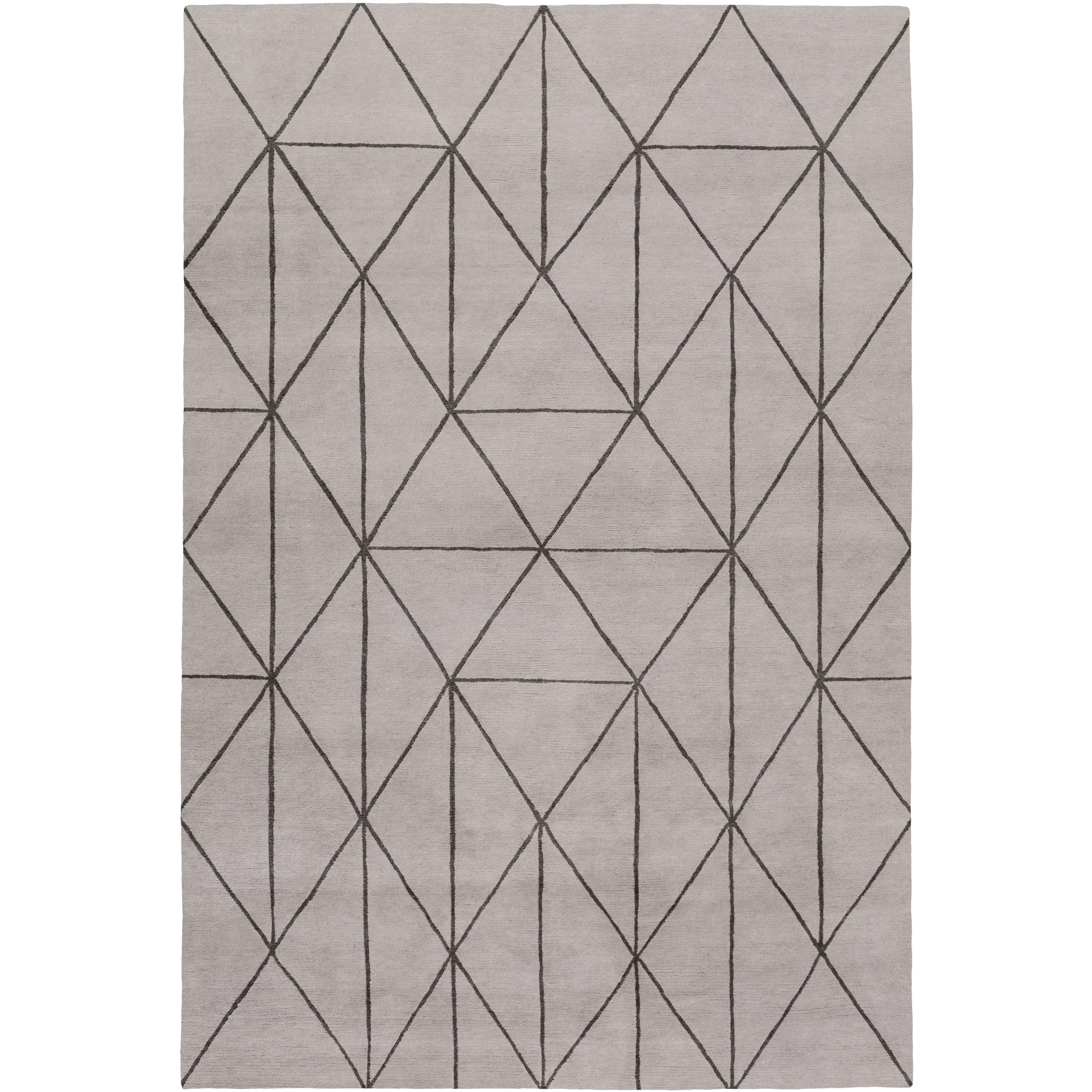 Diamond Maze Grey Hand-Knotted 10x8 Rug in Wool by The Rug Company