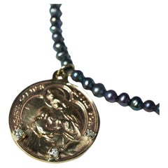 Diamond Medal Necklace Black Pearl Beaded Carmen J Dauphin