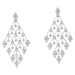 White Diamond Dangling Earrings 18k White Gold
