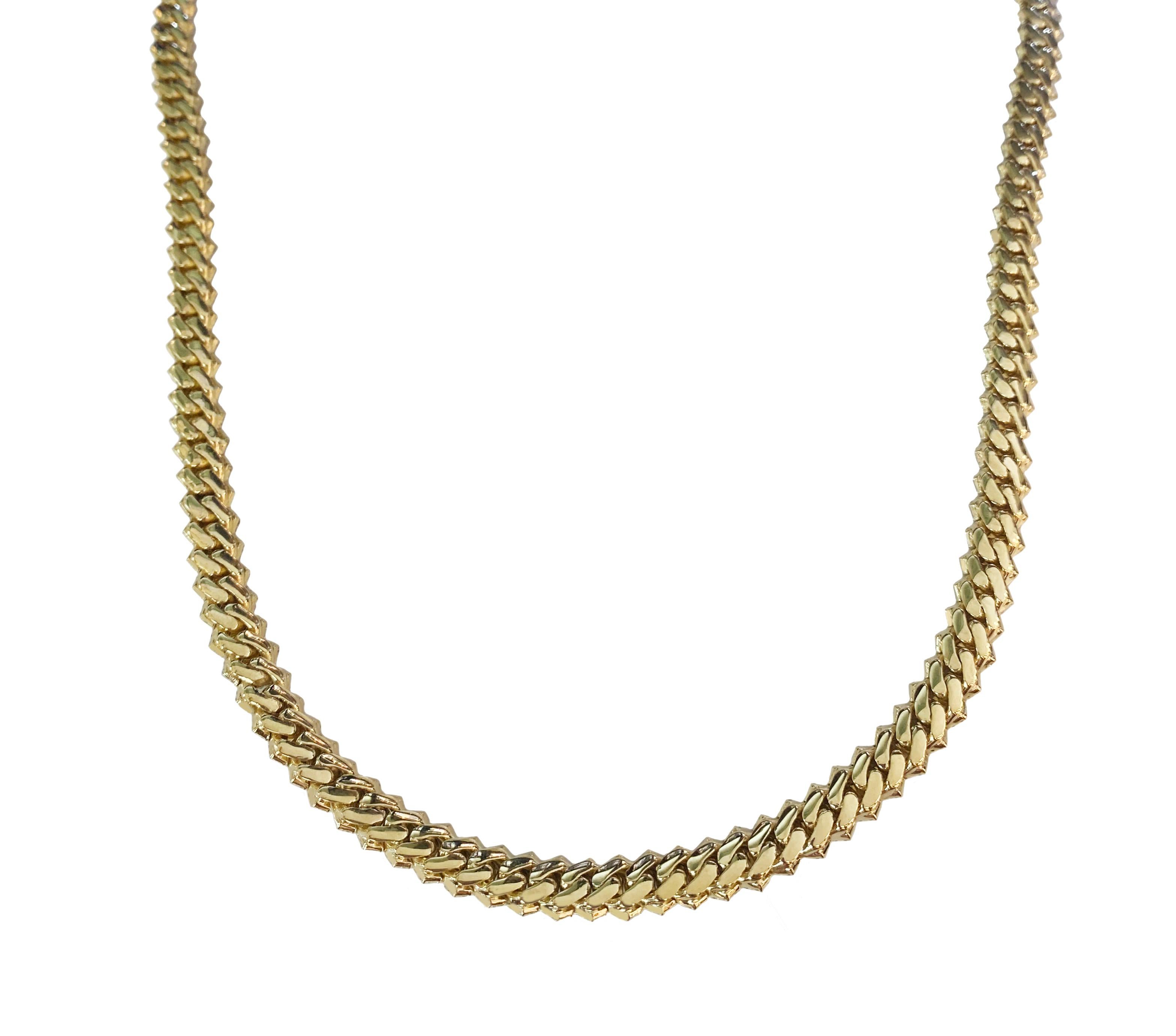 Diamond Miami Cuban Chain in Yellow Gold For Sale 1