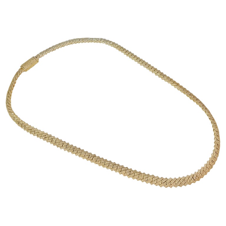 Diamond Miami Cuban Chain in Yellow Gold For Sale at 1stDibs