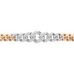 Diamond Miami Cuban Link Chain 18 Karat Rose and White Gold 1.42ctw Bracelet