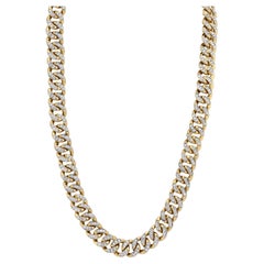 Diamond Miami Cuban Link Chain Necklace 14K Yellow Gold 19.00cttw