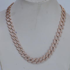 Diamond Miami Cuban Link Chain Necklace 14kt Rose Gold Fine Jewelry