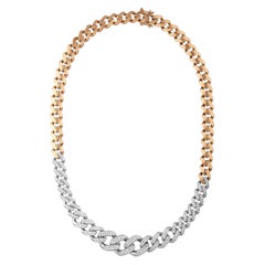 Diamond Miami Cuban Tank Link Chain 3.64 Ctw. 18K Rose and White Gold Necklace