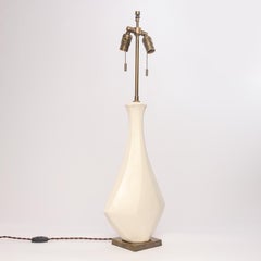 Diamond Mid-Century Mod Handmade Ceramic Sculpture Lamp in White – Tent by DH