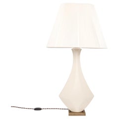 Diamond Mid-Century Mod Handmade Ceramic Sculpture Lamp in White – Tent by DH