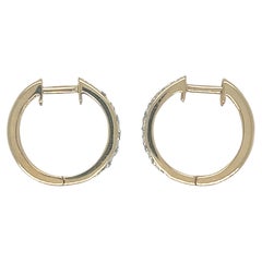 Chic 14k Yellow Gold Diamond Mini Huggie Hoop Earrings, Unisex