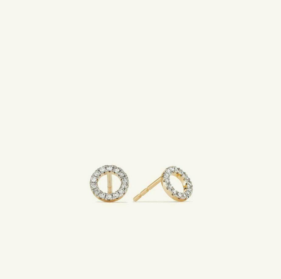 Mini boucles d'oreilles rondes diamantées en or 14k Boucles d'oreilles de tous les jours Boucles d'oreilles pour le corps Unisexe en vente