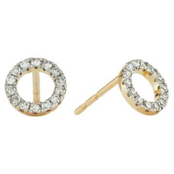Diamond Mini Round Earring 14k Gold Studs Everyday Wear Ear Studs Body Jewelry For Sale