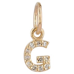 Diamond Minimalist G Charm 14k Yellow Gold Fine Pendant Jewelry Accessories