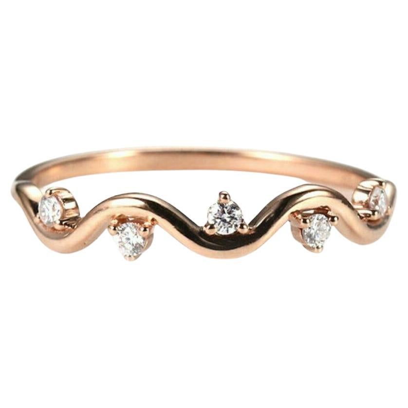 Diamond Minimalist Promise Ring 14k Solid Gold Eternity Wedding Statement Ring. For Sale