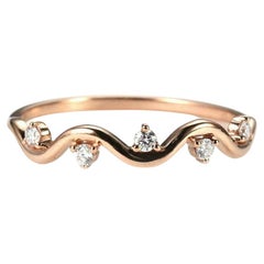 Used Diamond Minimalist Promise Ring 14k Solid Gold Eternity Wedding Statement Ring.