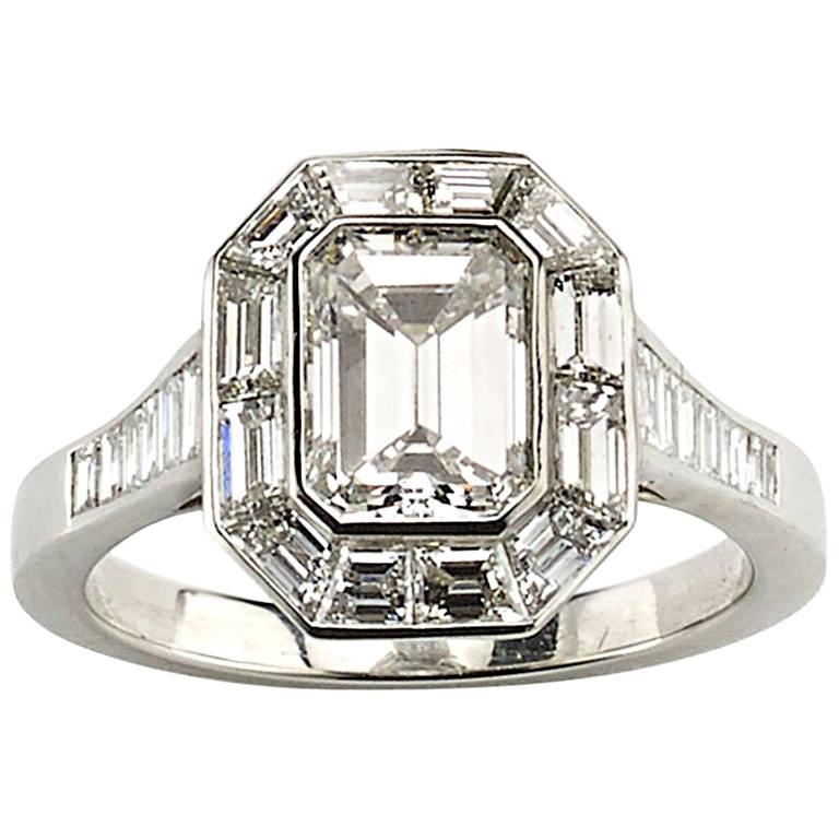 Diamond Mitre Set Ring, 1.70 Carat