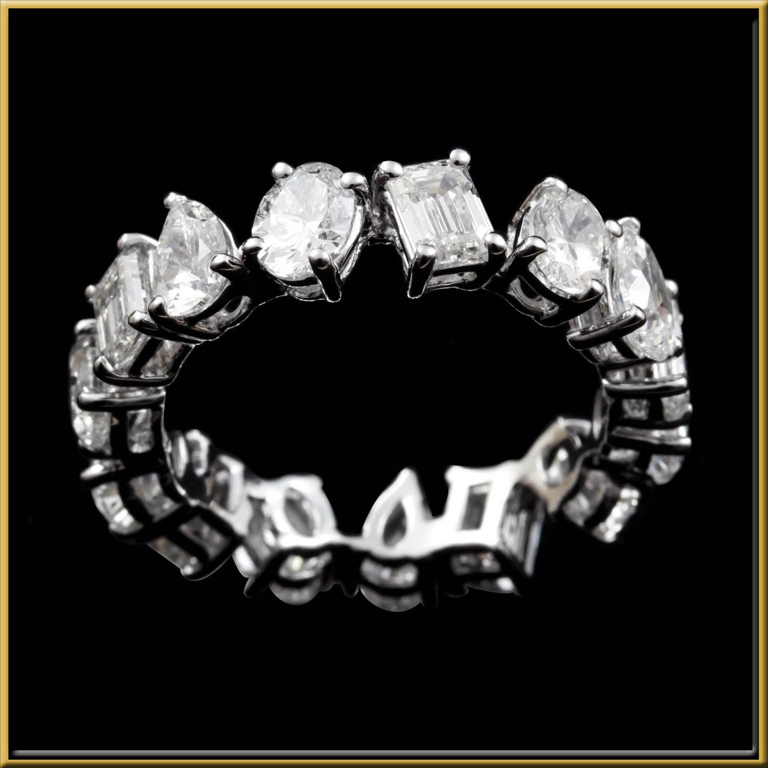 For Sale:  Diamond Mix Shape 1/3 Carat Eternity Ring in 18 Karat Gold 2