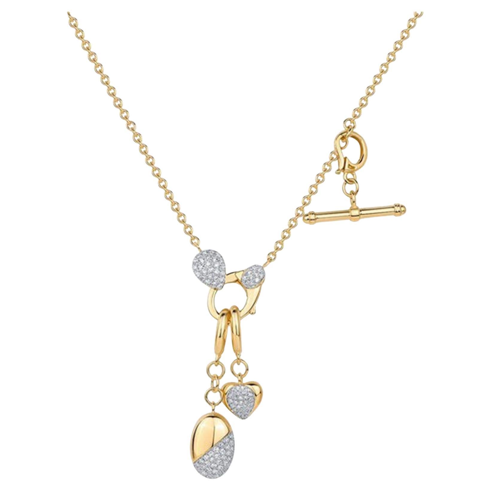 Diamond Mix shape 14K (or 18k upon request) Yellow Gold Pendant Necklace