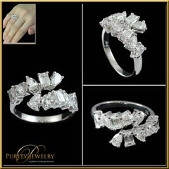 Diamond Mix Shape Crossover Ring in 18 Karat Gold