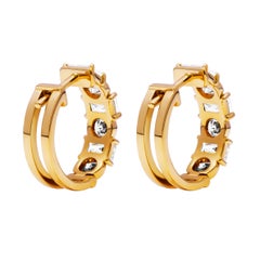 Diamond Mixed Shape Hoop Earrings