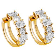 Diamond Mixed Shape Hoop Earrings