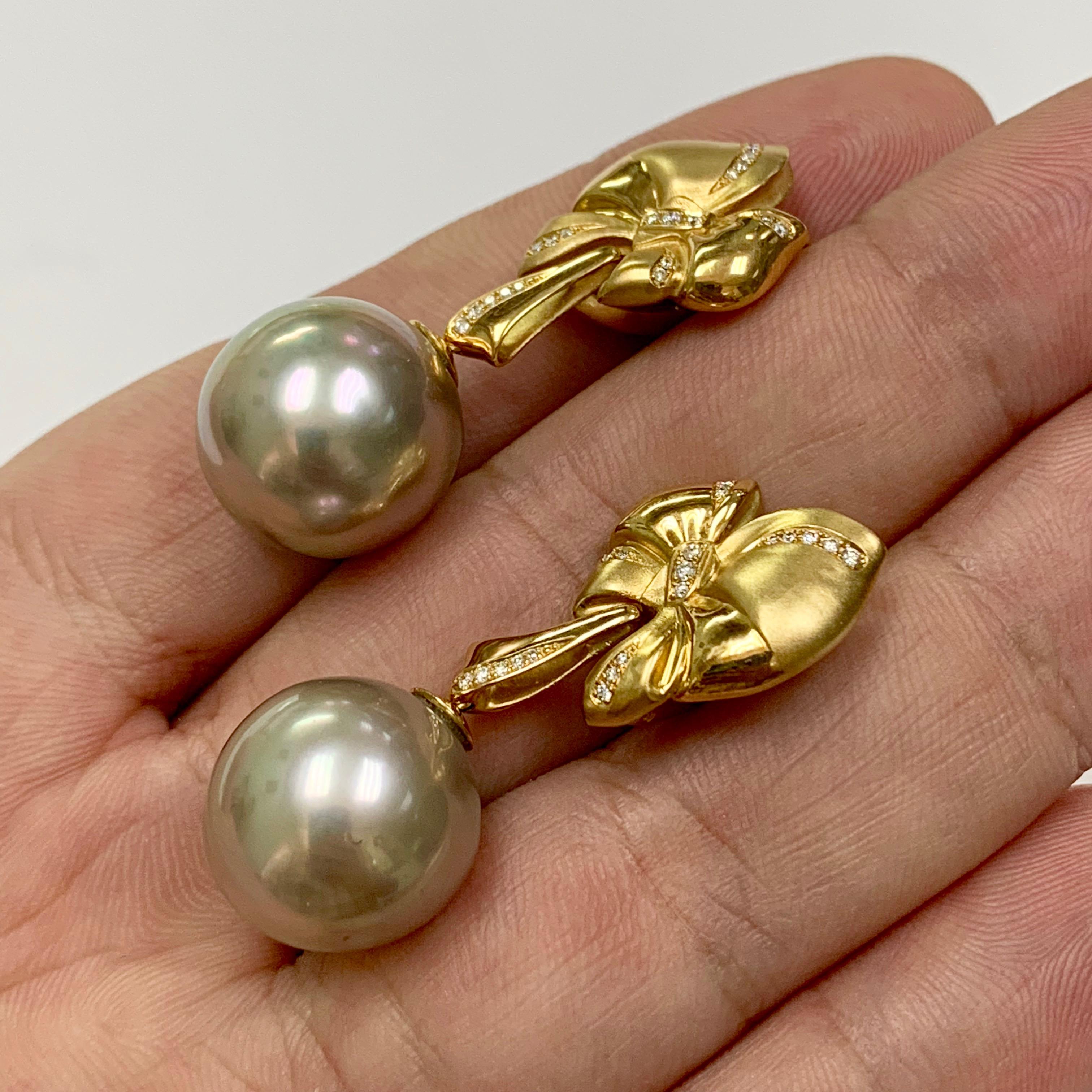 white gold bow earrings