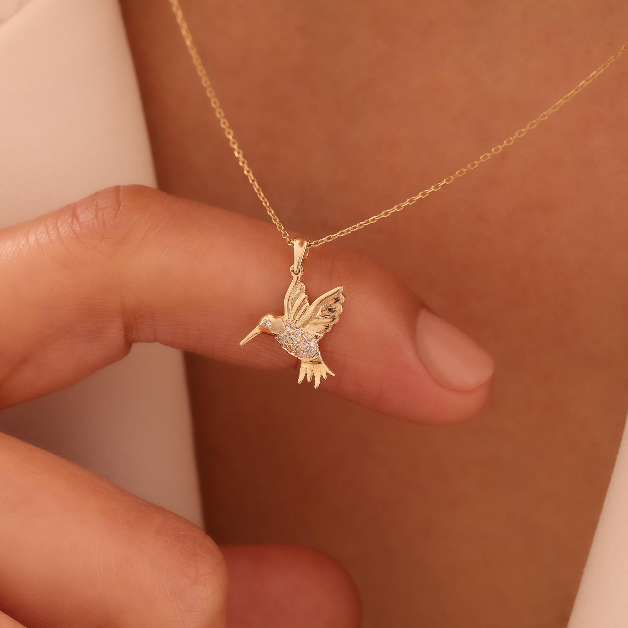 Collana in oro con diamante Mockingbird in vendita 1