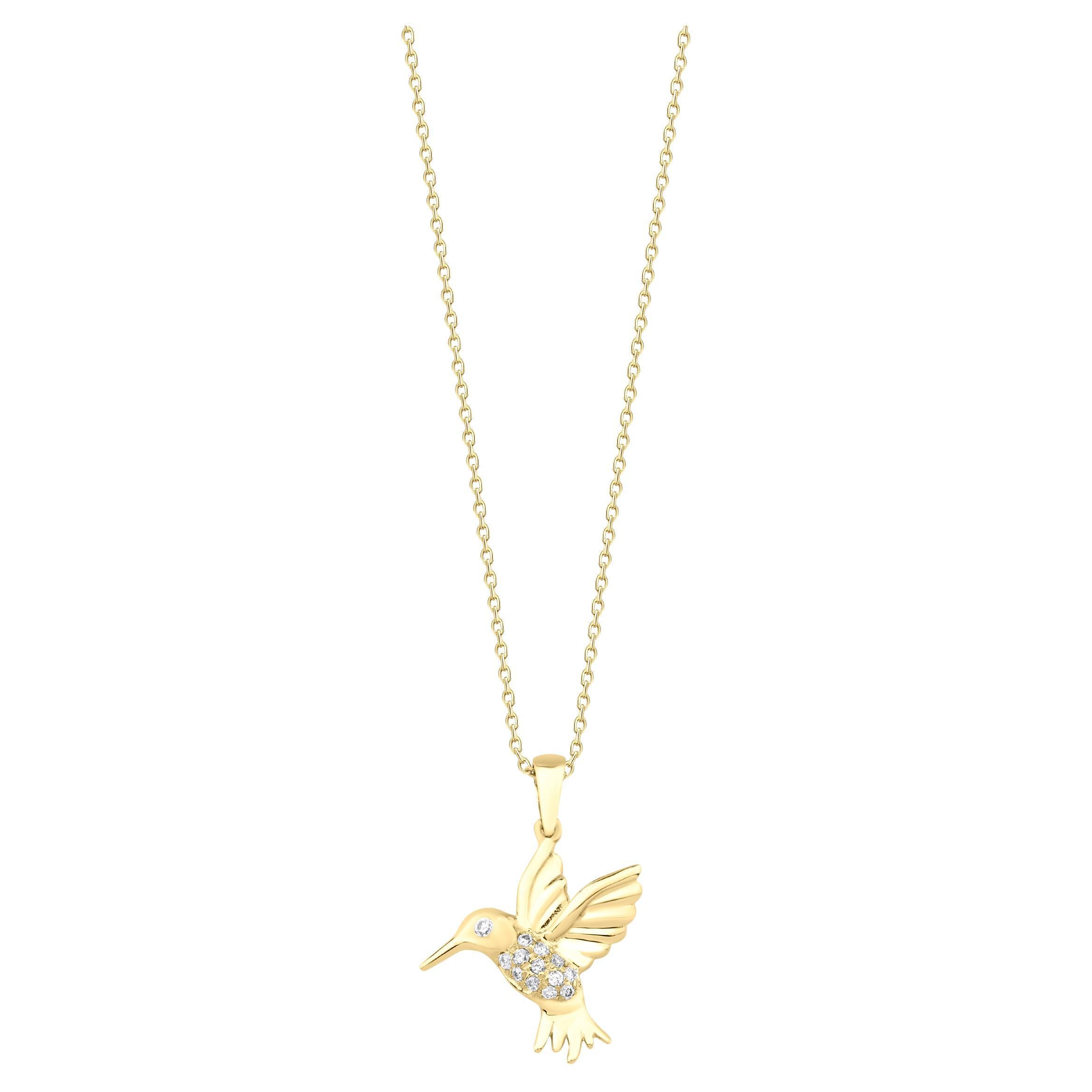 Collana in oro con diamante Mockingbird in vendita