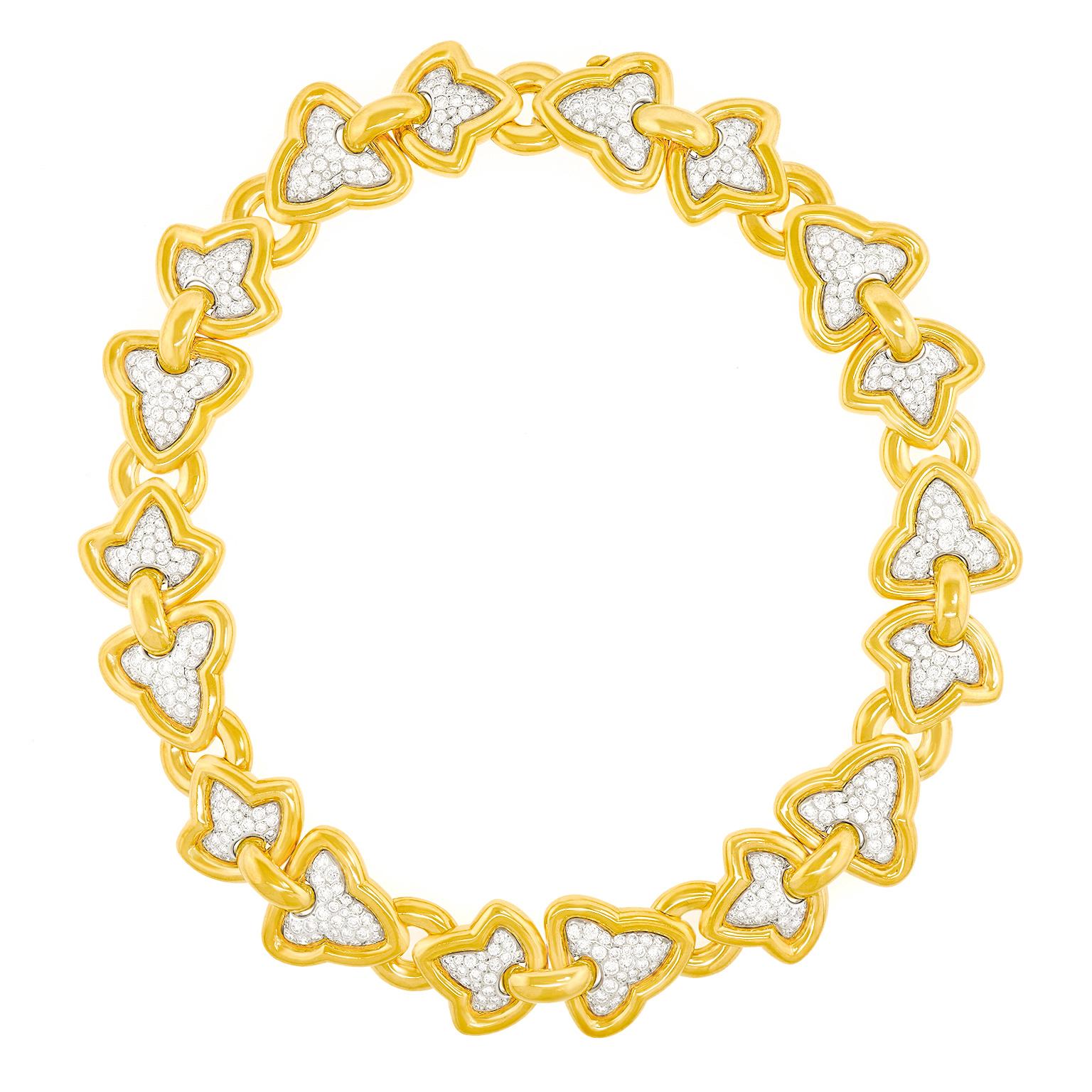 Siebziger Jahre Italienisches Design Diamant-Halskette (Brillantschliff)