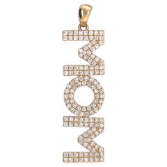 Diamond MOM Boxed Pendant 14 Karat Yellow Gold 0.95 Carats 3.4 Grams