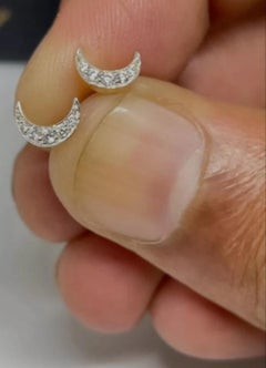 Diamond Moon Helix Earring Crescent Moon Tragus Earring 14K Solid Gold
