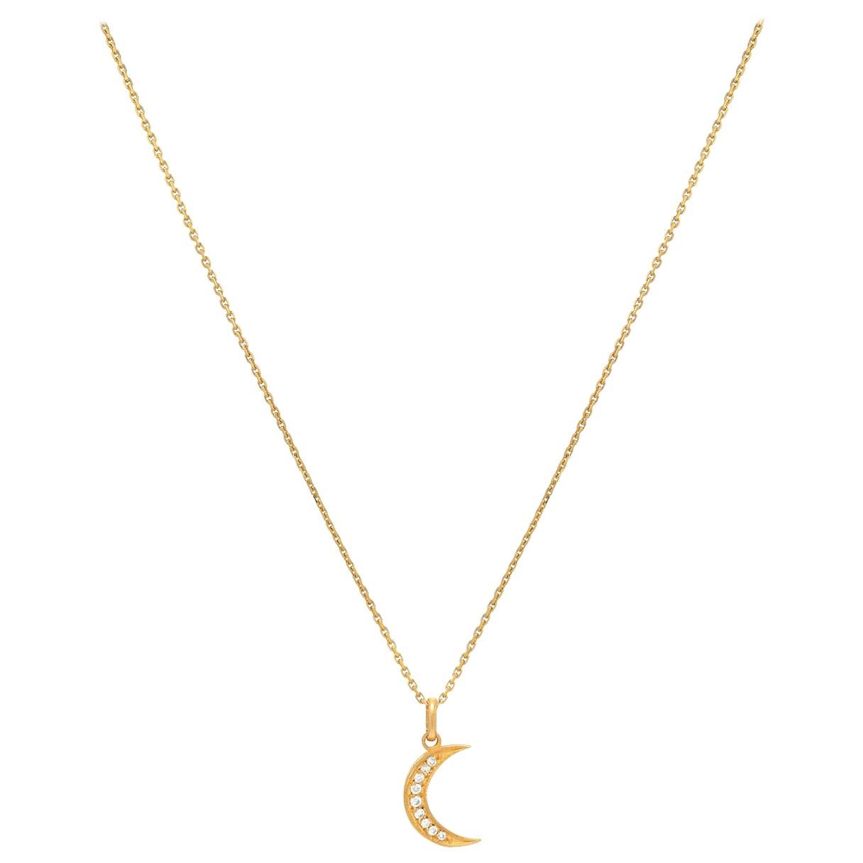 Diamond Moon Necklace For Sale