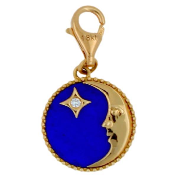 Diamond Lunar Moon Celestial Star Sky Gold Blue Lapis Lazuli Medallion Pendant
18K Yellow Gold
Charm Only - 12mm
Natural Lapis Lazuli Slice Medallion
0.05 cts Diamonds