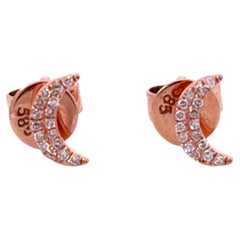 Pendientes de Diamantes Luna Oro Rosa 14k