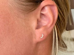 Diamond Moon Stud Earrings 14k Yellow Gold