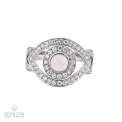 Diamond Moonstone Against-Evil-Eye Cocktail Ring in 18kt Gold