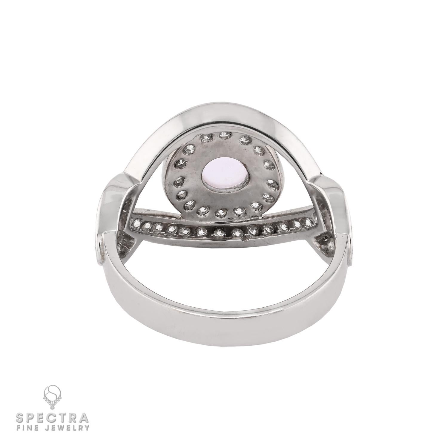 Cabochon Diamond Moonstone Against-Evil-Eye Cocktail Ring in 18kt Gold For Sale