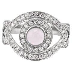 Diamond Moonstone Against-Evil-Eye Cocktail Ring in 18kt Gold