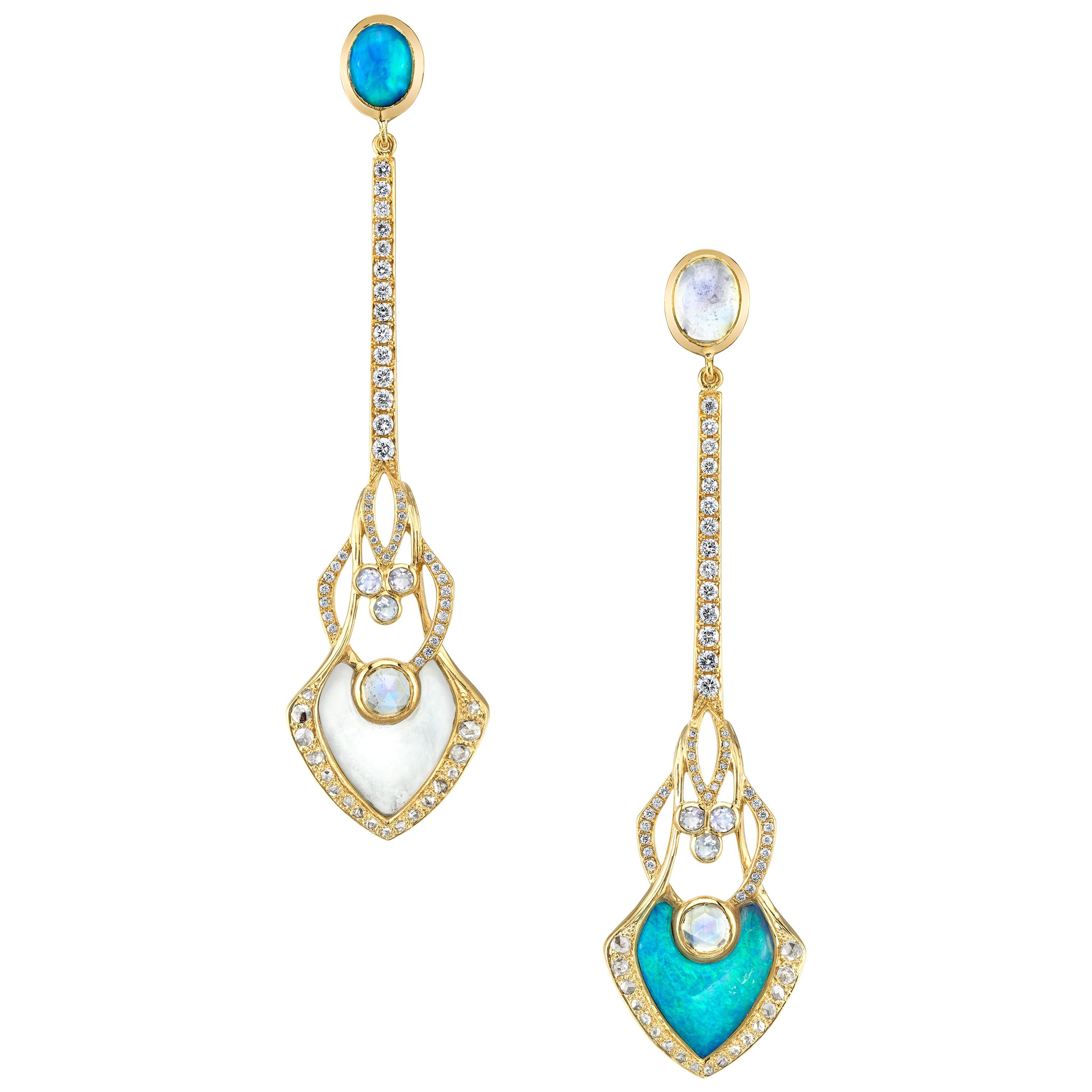 Mismatched Pearl Agate Statement Earrings main image 1