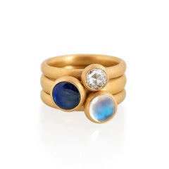 Diamond, Moonstone & Sapphire Ring Set, 22ct Gold