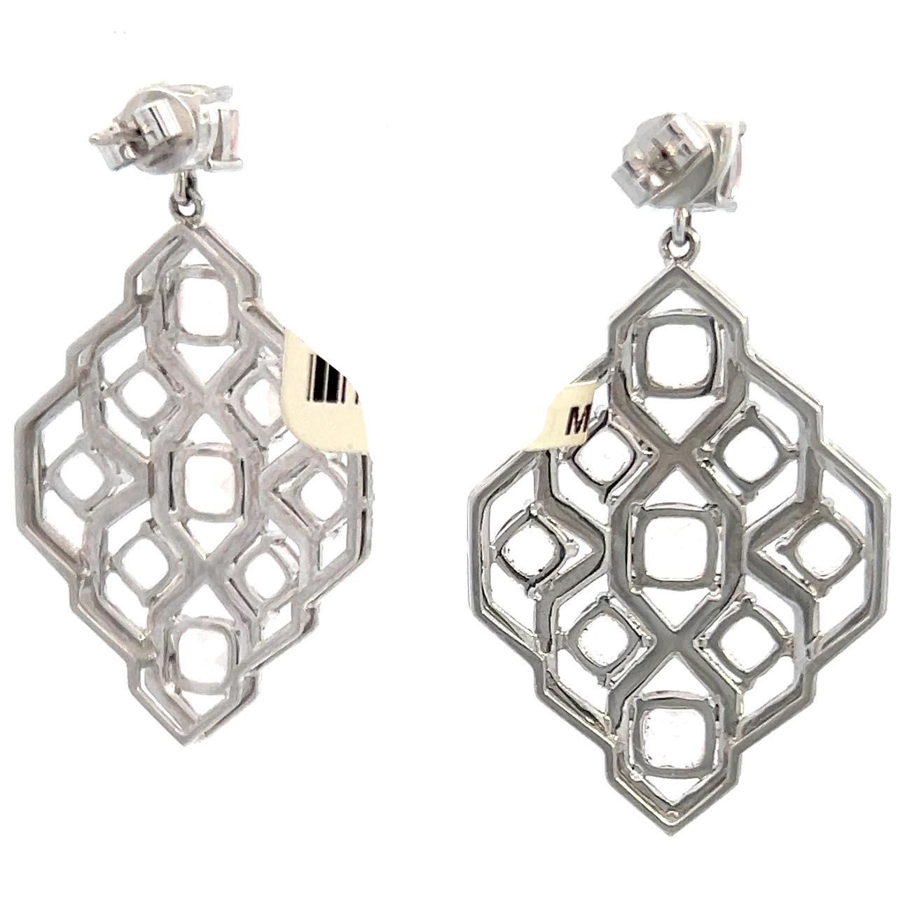 Modern Diamond Morganite Dangle Earrings For Sale