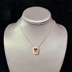 Collar Colgante Diamante Morganita Oro 14k 7.35 TCW Certificado