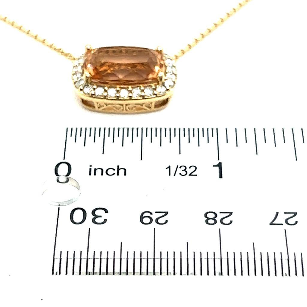 Diamond Morganite Pendant Necklace 14k Gold 7.35 TCW Certified For Sale 3