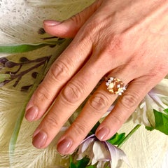 Diamond Morganite Ring 14k Gold 5.60 TCW Certified