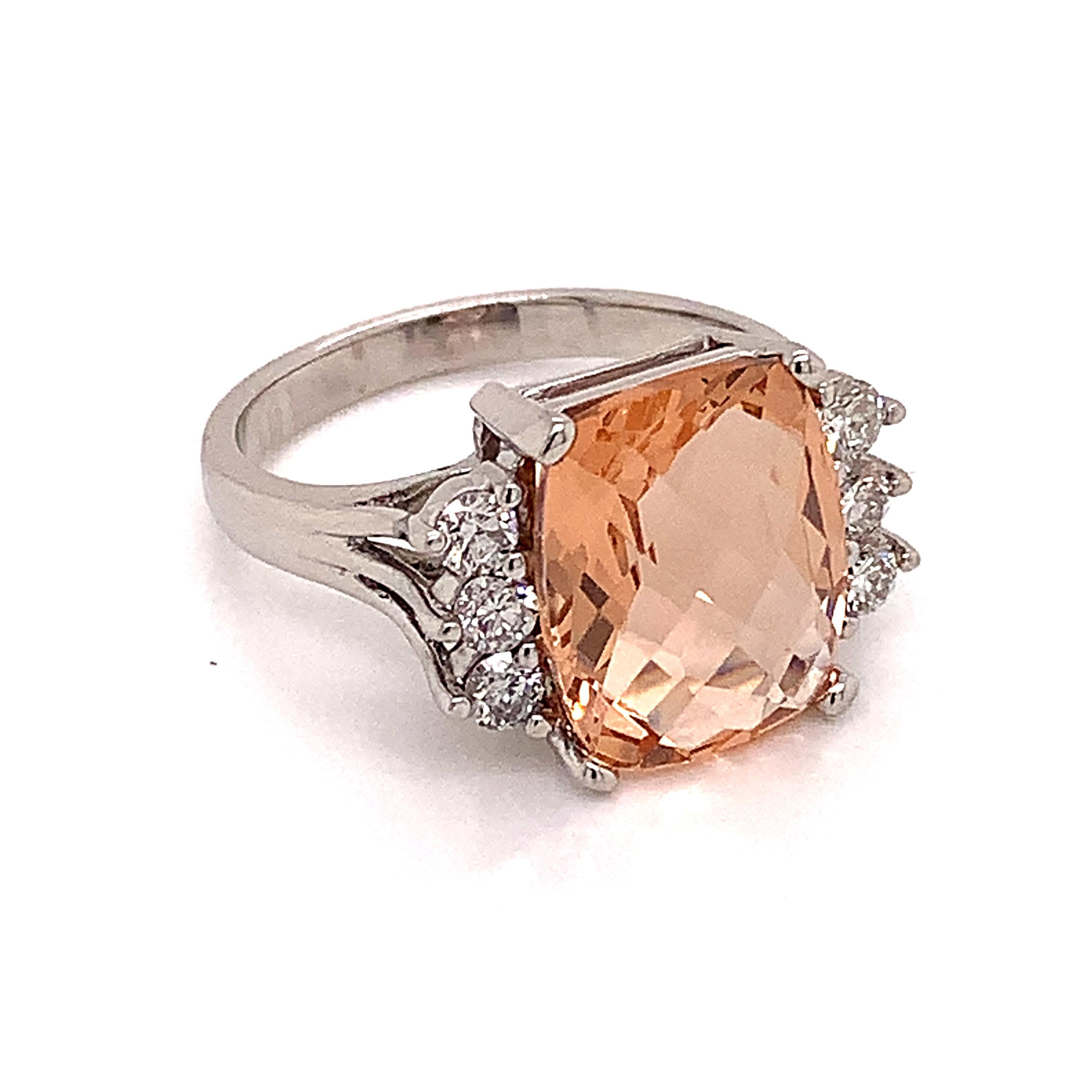 Bague Morganite en or 14 carats certifiée TCW de 5,60 carats en vente 2