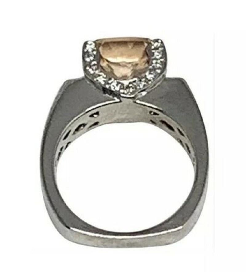 Anello con diamante e morganite 2,76 TCW in oro bianco 18k per donne certificato in vendita 4