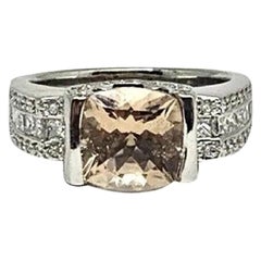 Anello con diamante e morganite 2,76 TCW in oro bianco 18k per donne certificato