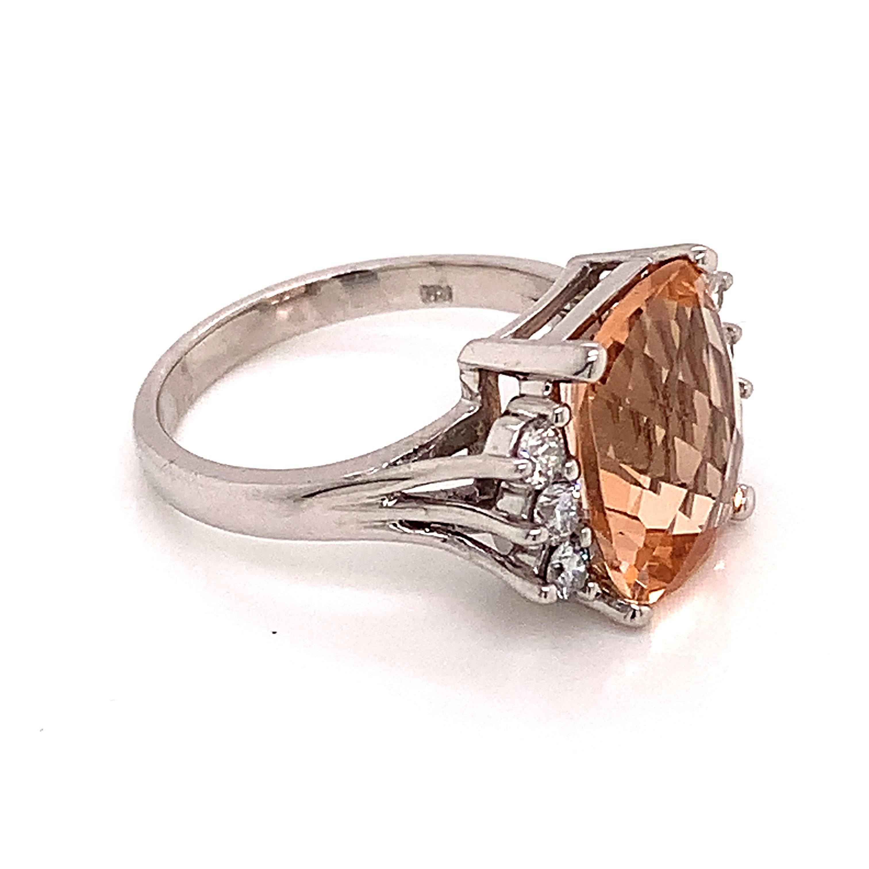 Diamond Morganite Ring 14k Gold 5.60 TCW Certified For Sale 6